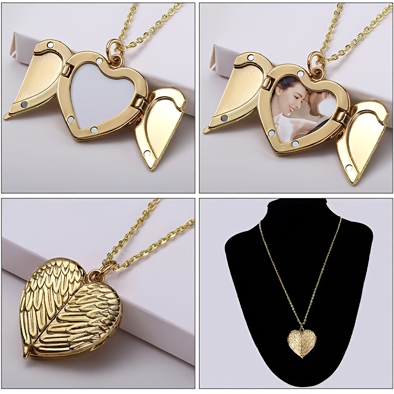 Customized Angel Wing Heart-Shaped Pendant Necklace